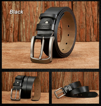 Gürtel - mit Schnalle - Glatt - BLACK - versch. Längen - 105cm bis 120cm