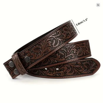 Gürtel - ohne Schnalle - Flower Tooling - BROWN - versch. Längen - 110cm bis 130cm