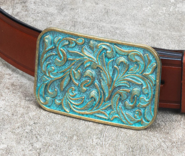 "ILC" Belt Buckle - Sheridan Rectangle - AB/Green - 170044-03