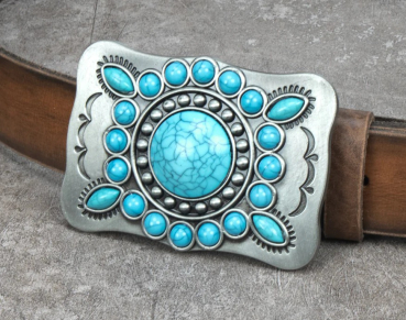 "ILC" Belt Buckle - Turquoise Stone Plaque - 170049-01