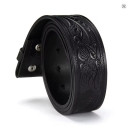 Gürtel - ohne Schnalle - Flower Tooling - BLACK - versch. Längen - 105cm bis 125cm