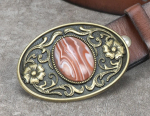"ILC" Belt Buckle - Agate Floral - AB/Tan - 170045-02