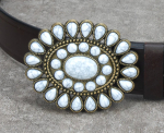 "ILC" Belt Buckle - Starburst Turquoise Stone - AB/White - 170046-02